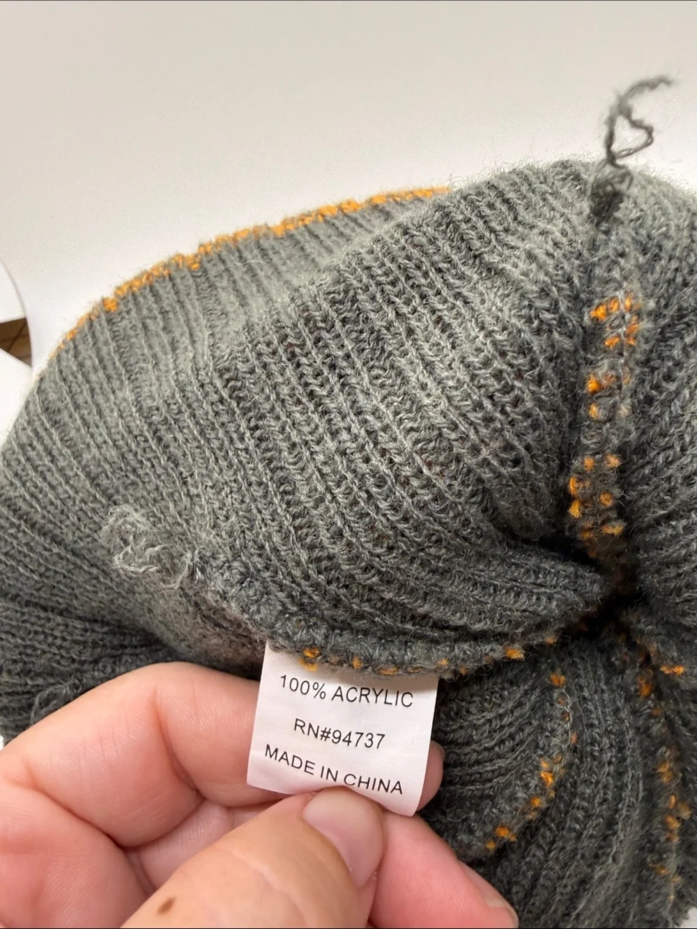Unisex Teva Pom Pom Gray and Orange Beanie New Without Tags